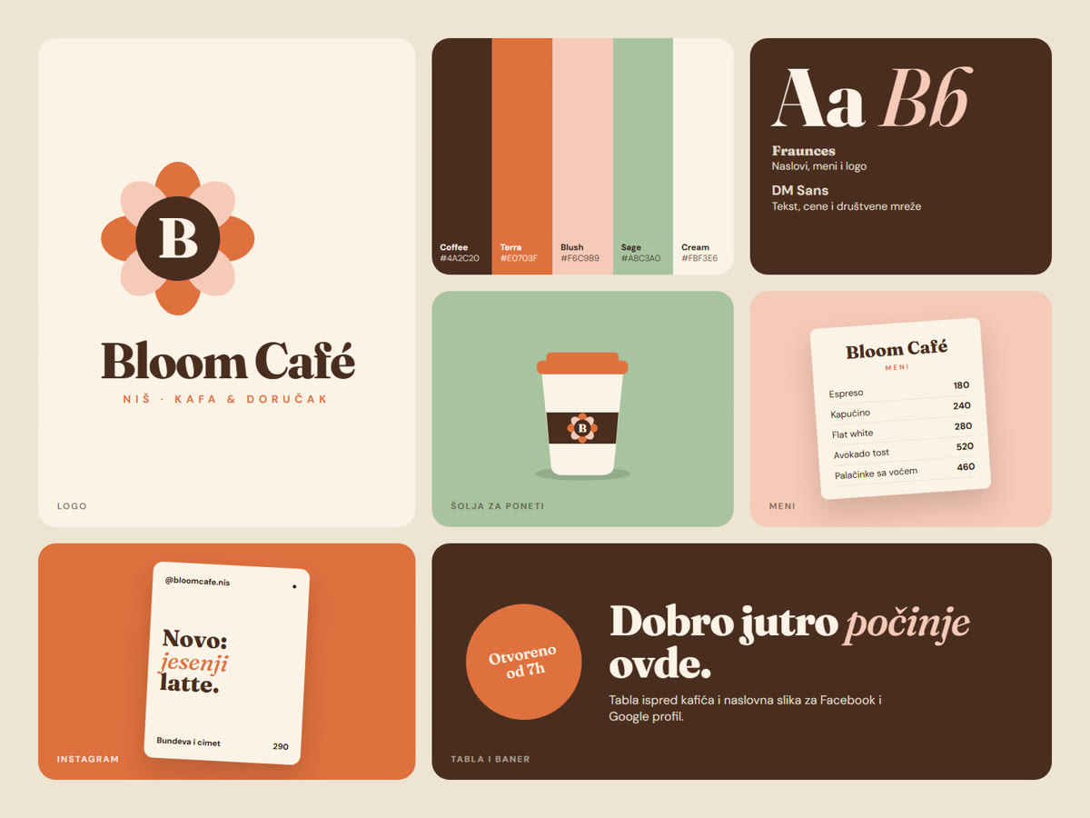 Full Bloom Café brand board