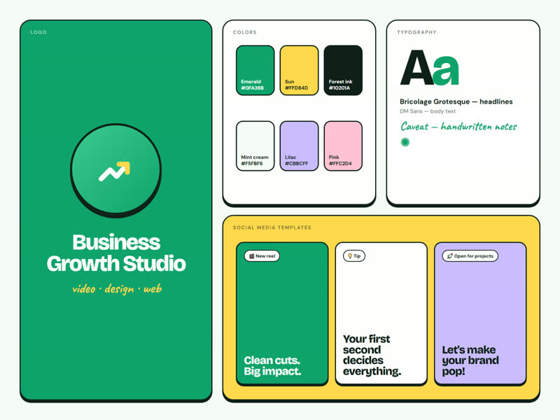 Business Growth Studio brand identity board