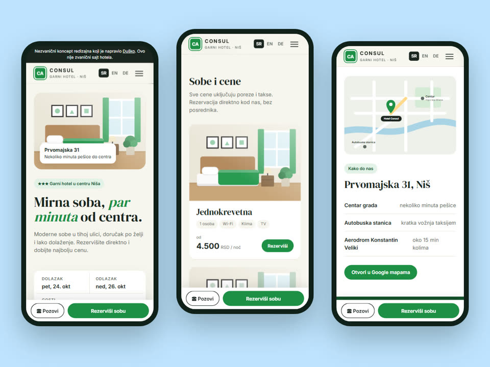 The redesign on three phone screens
