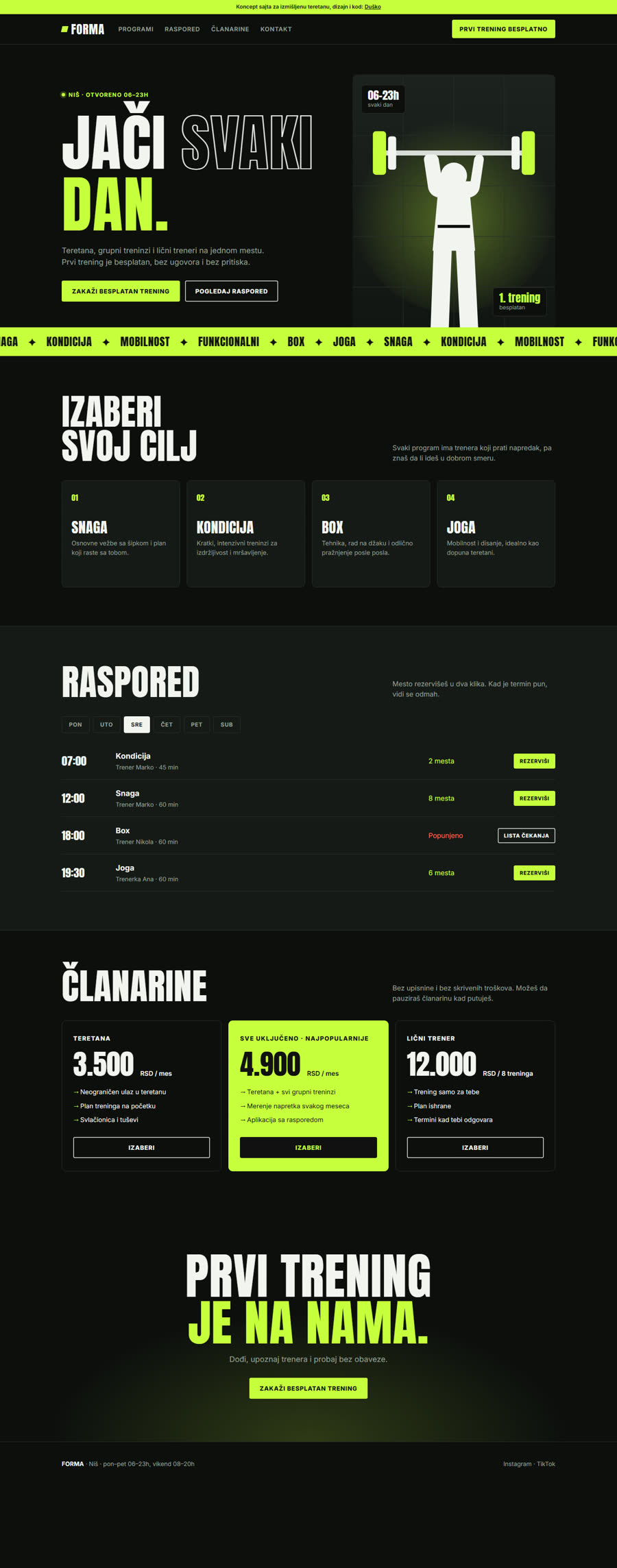 The full gym home page