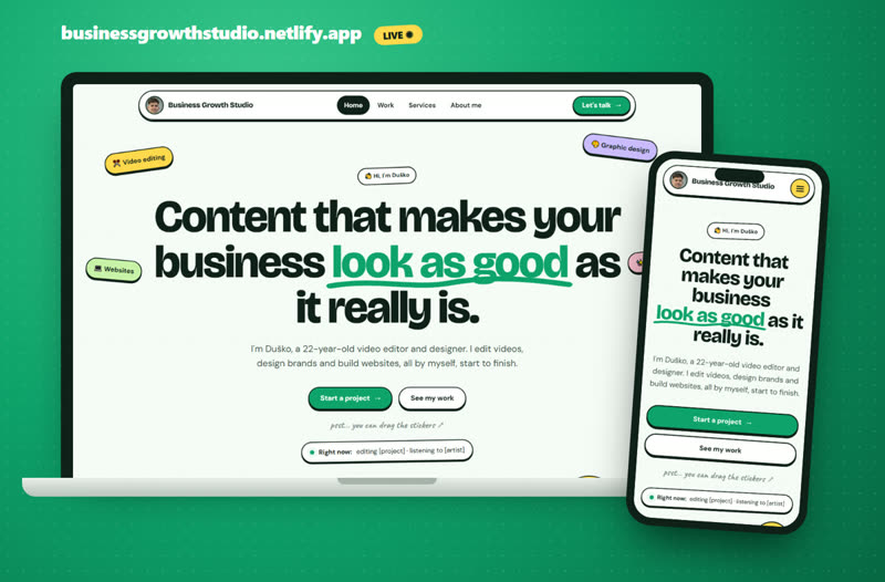 Business Growth Studio website on laptop and phone